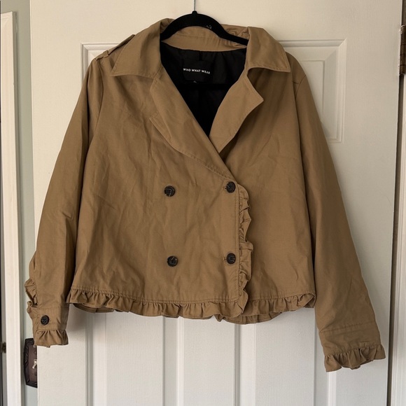 Who What Wear Jackets & Blazers - Who What Wear Brown Ruffle Trench Coat